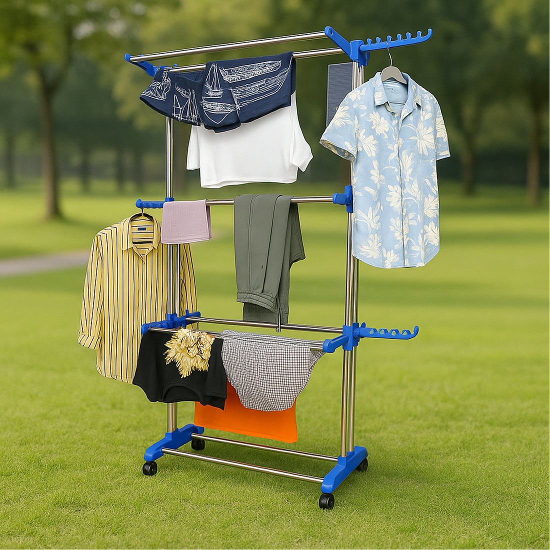 Foldable Stainless Steel Clothes Drying Stand Rack - Shop Gharse