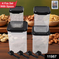 Plastic Air Tight Containers Storage (4 Pc Set With 4 Spoon) - Shop Gharse