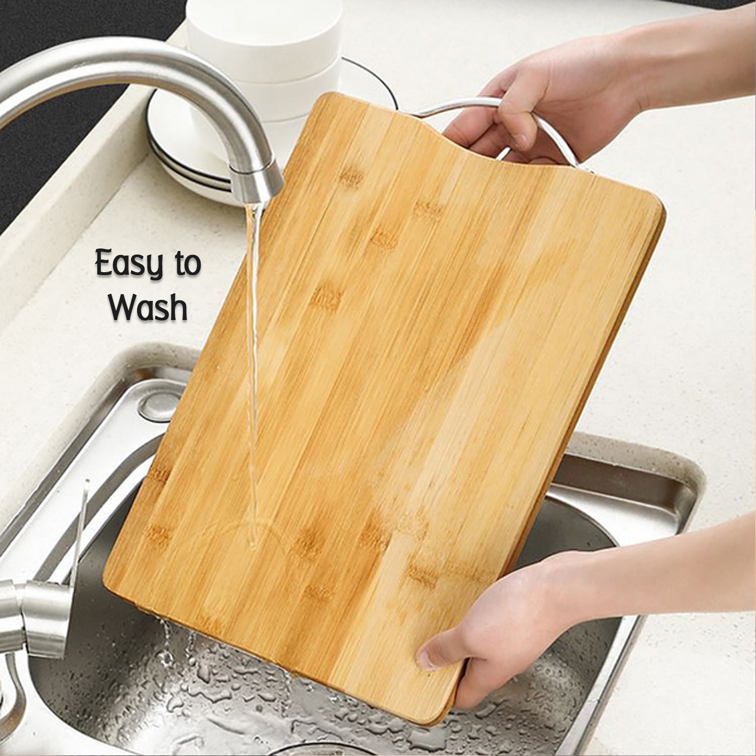 2315 Thick Wooden Bamboo Kitchen Chopping Cutting Slicing Board With Holder For Fruits Vegetables Meat - Shop Gharse