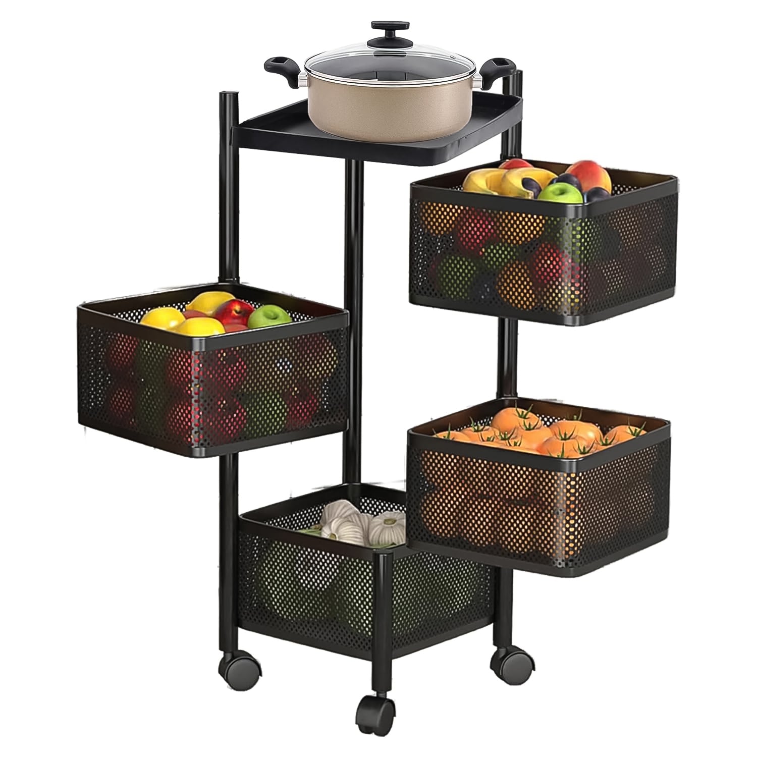 Metal Square High Quality Kitchen Trolley With Wheels (4 Layer  1 Pc) - Shop Gharse