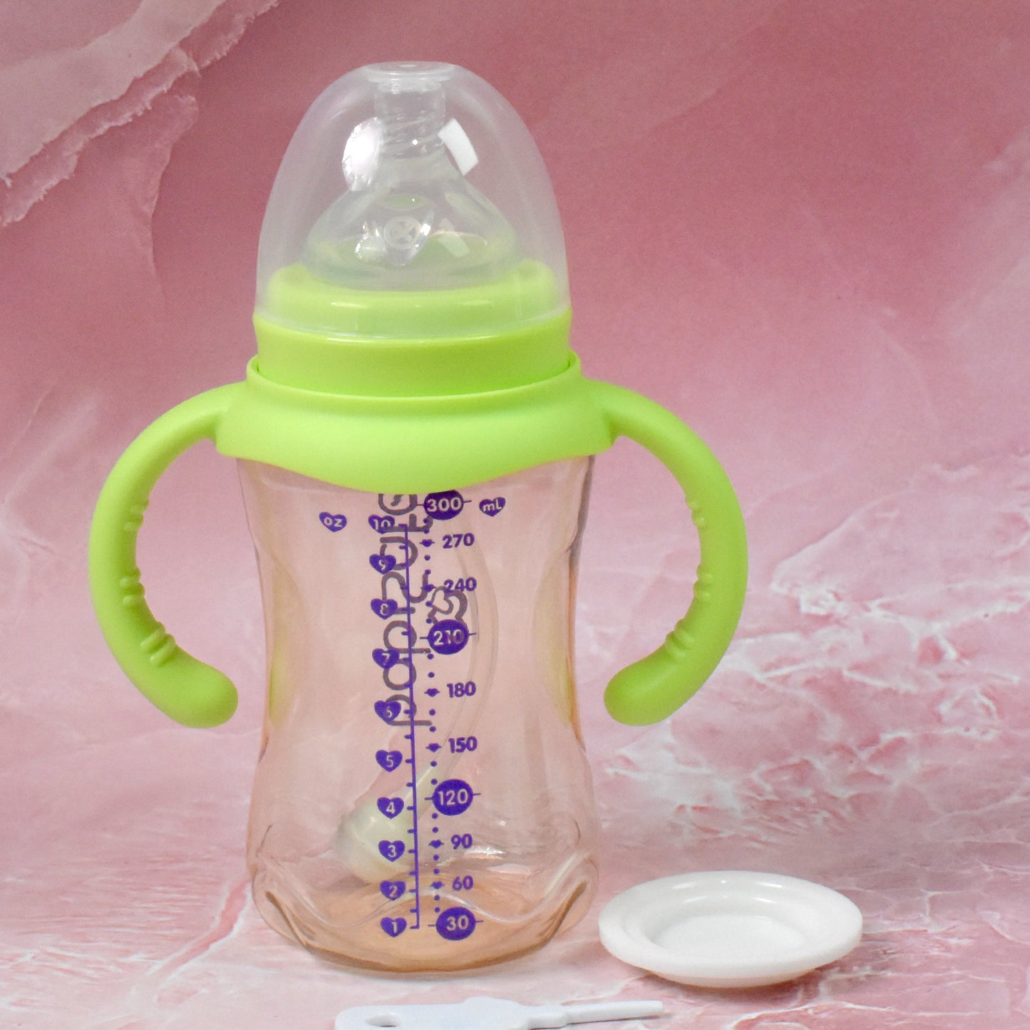 Plastic Baby Feeding Bottle With Handles Cleaning Brush  Straw (300 Ml  1 Pc) - Shop Gharse