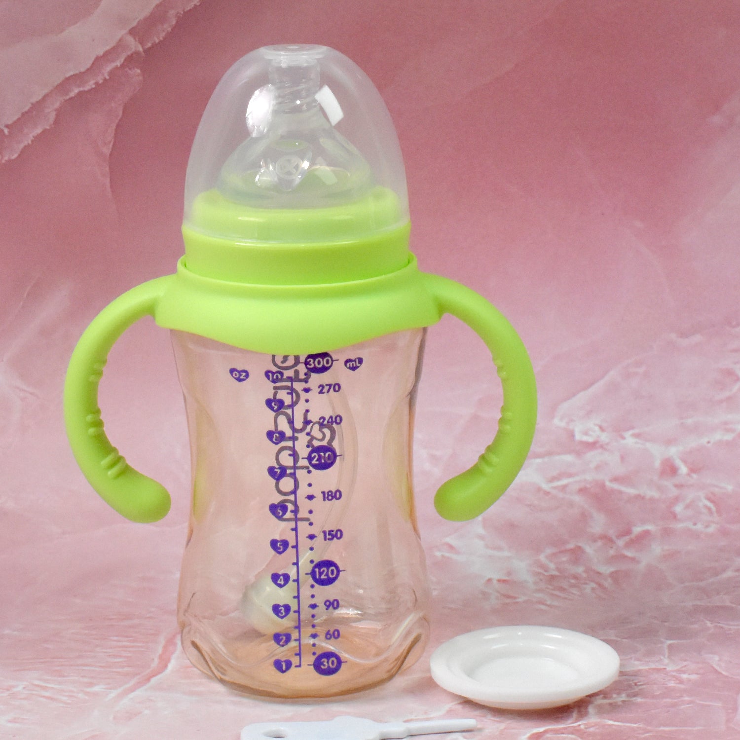 Plastic Baby Feeding Bottle With Handles Cleaning Brush  Straw (300 Ml  1 Pc) - Shop Gharse