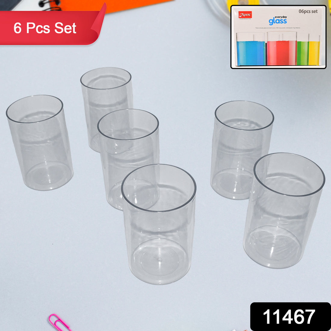 Apex Everyday Plastic Glass Set  6 Pieces Lightweight  Unbreakable - Shop Gharse