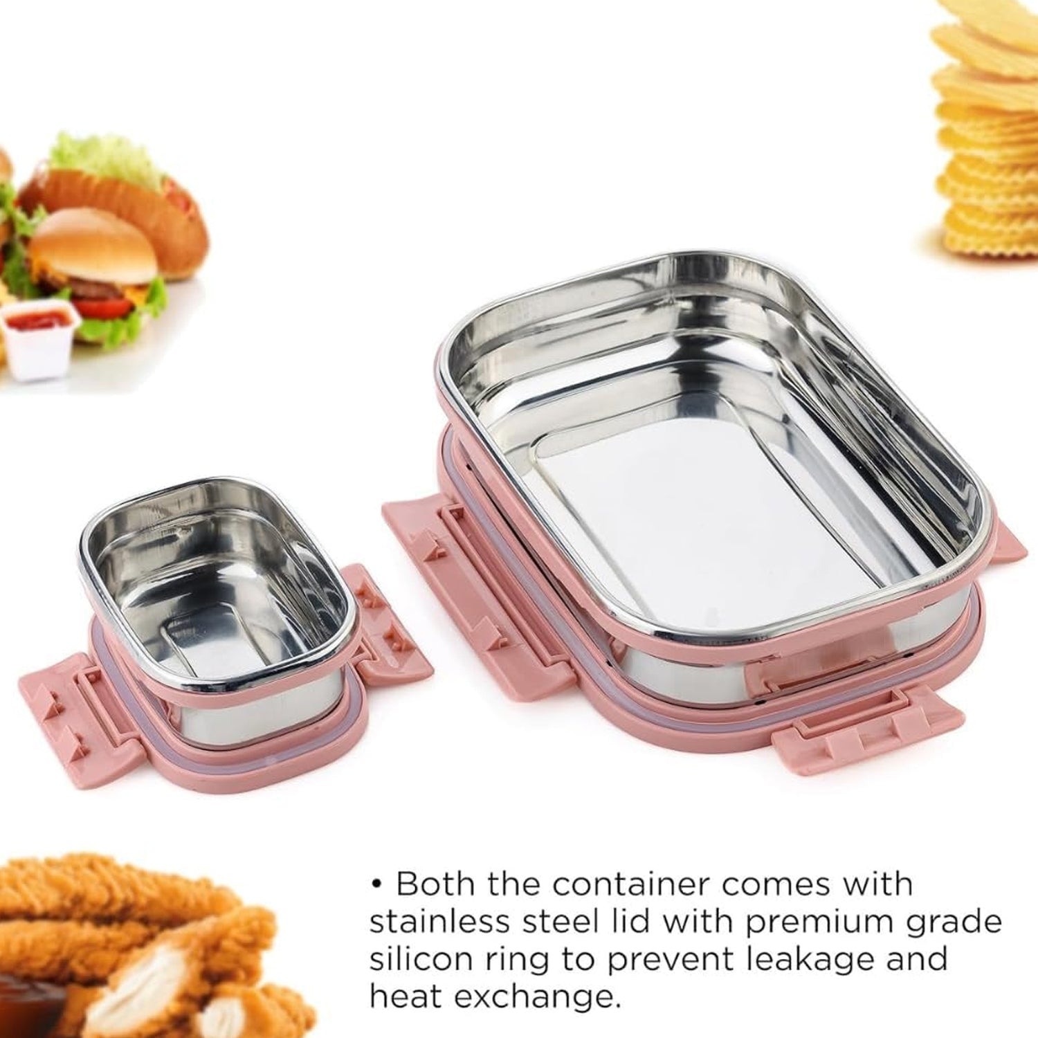 Premium Stainless Steel Leak Proof Air Tight Lunch Boxes (900ml+200ml Approx  2 Pc Set) - Shop Gharse