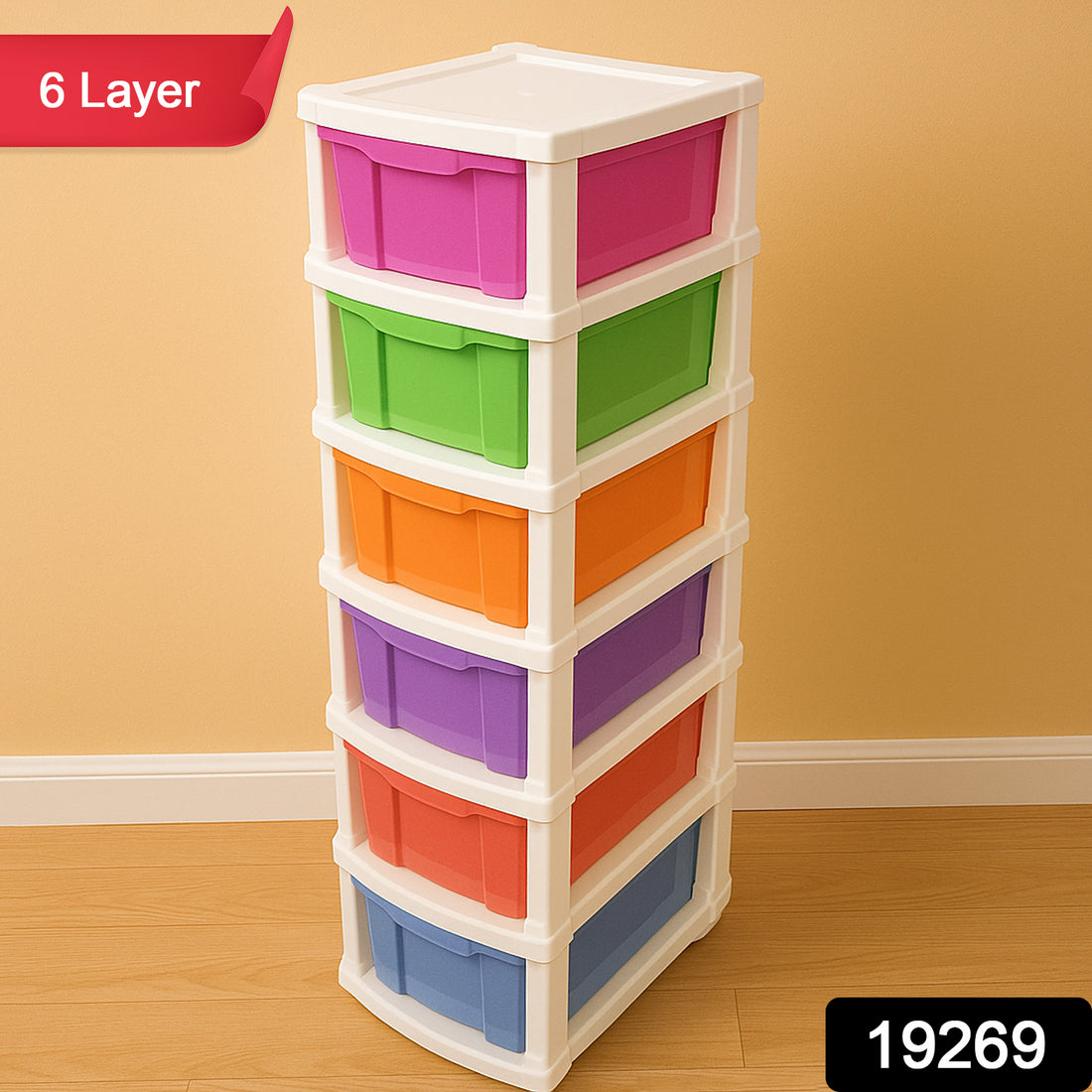 6-layer Multi-colored Plastic Storage Drawer Cabinet - Shop Gharse