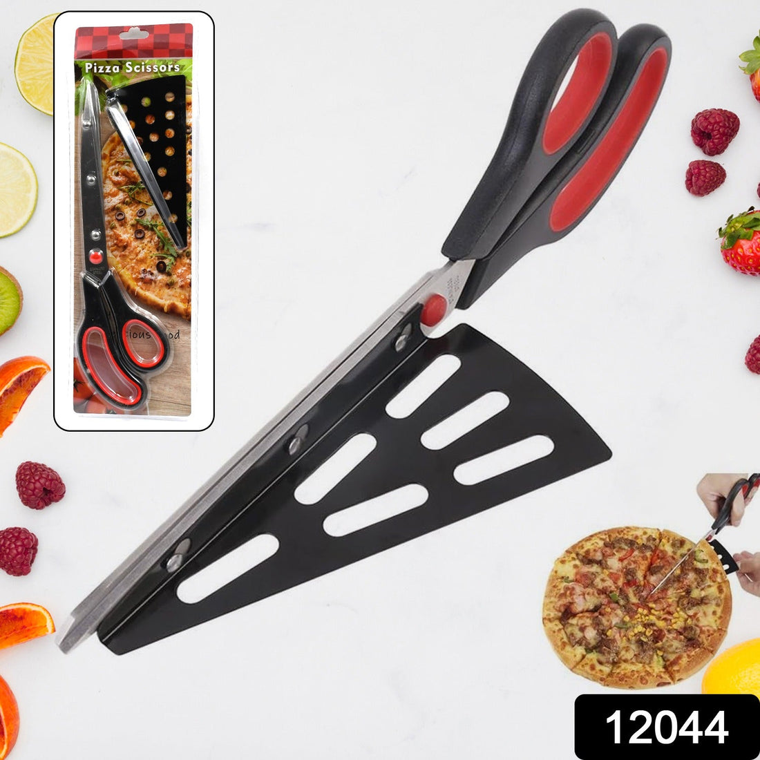 Stainless Steel Pizza Cutter Scissors Plastic Handle With Removable Spatula - Shop Gharse