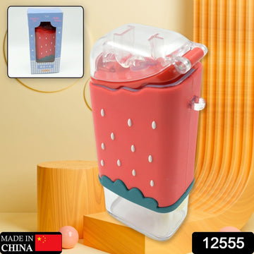 12555 Portable Cute Water Bottle For Kids Unique Ice Cream Shape Water Cup Popsicle Shaped Plastic Kettle With Straw Adjustable Shoulder Strap Bpa Free Leakproof (300 Ml) - Shop Gharse