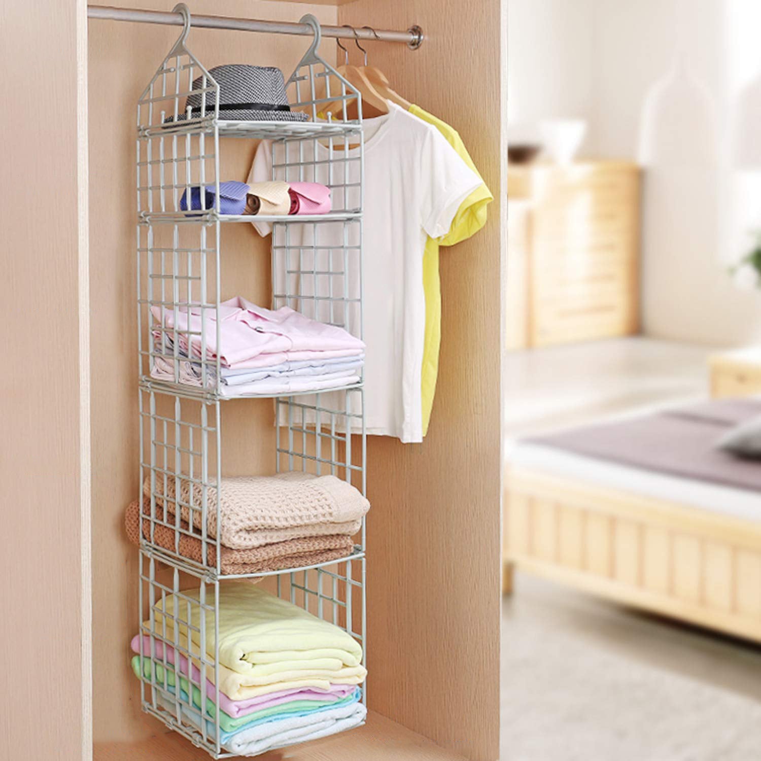4526 Multipurpose 5 Layer Folding Clothes Storage Rackscloset For Students Wardrobe Shelves Socks Scarf T-shirt Etchanging Organizer Storage Holders  Racks - Shop Gharse