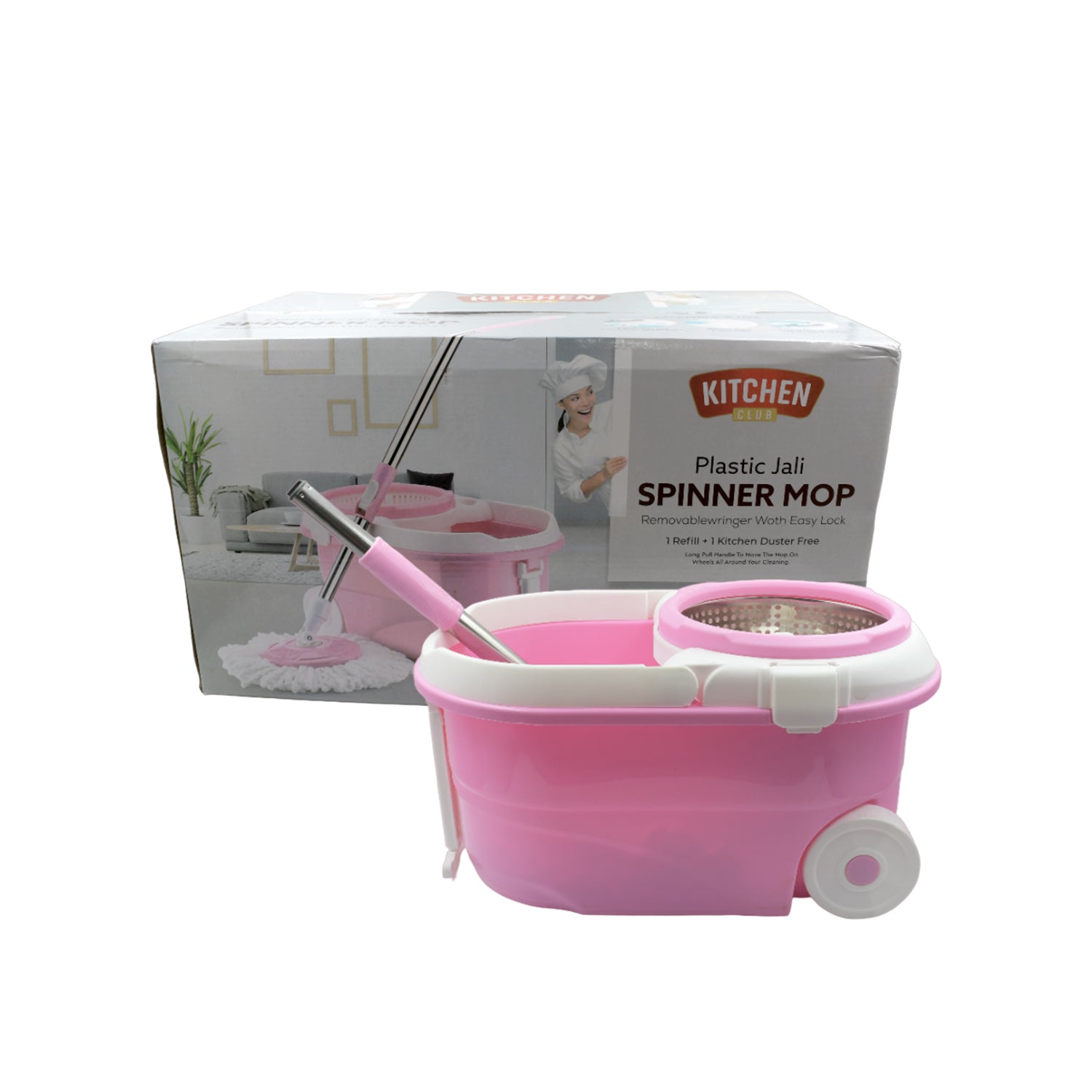 4105 Mop With Bucket For Floor Cleaning With Steel Spin Mop For Floor Cleaning  Floor Cleaner Mop  Spin Mop  Magic Mop  Mop Stick  Spin Mop Set With Bucket Household Office Cleaning Tool Mop - Shop Gharse