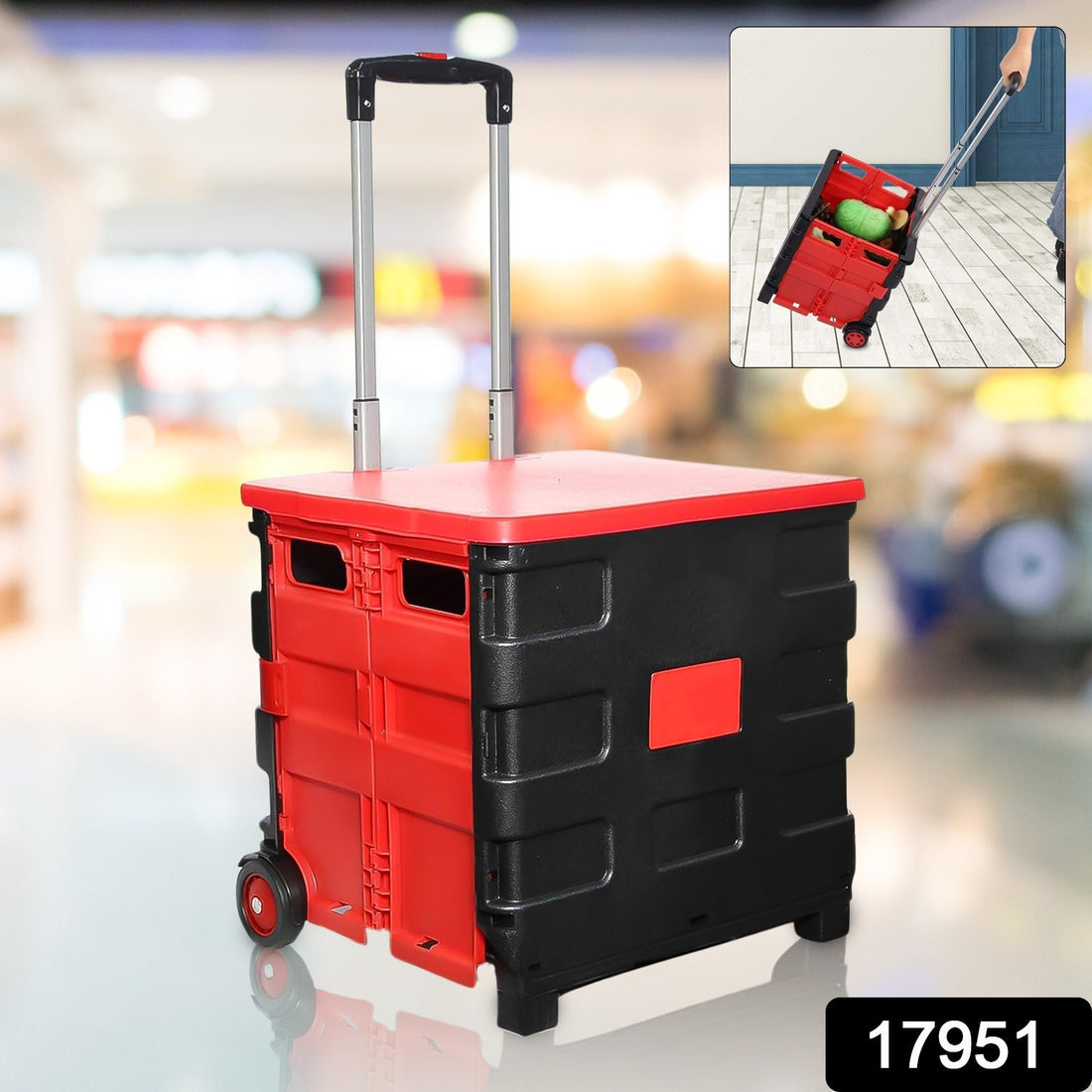 Foldable Shopping Grocery Trolley  Cart Travel Portable Food Basket (1 Pc) - Shop Gharse