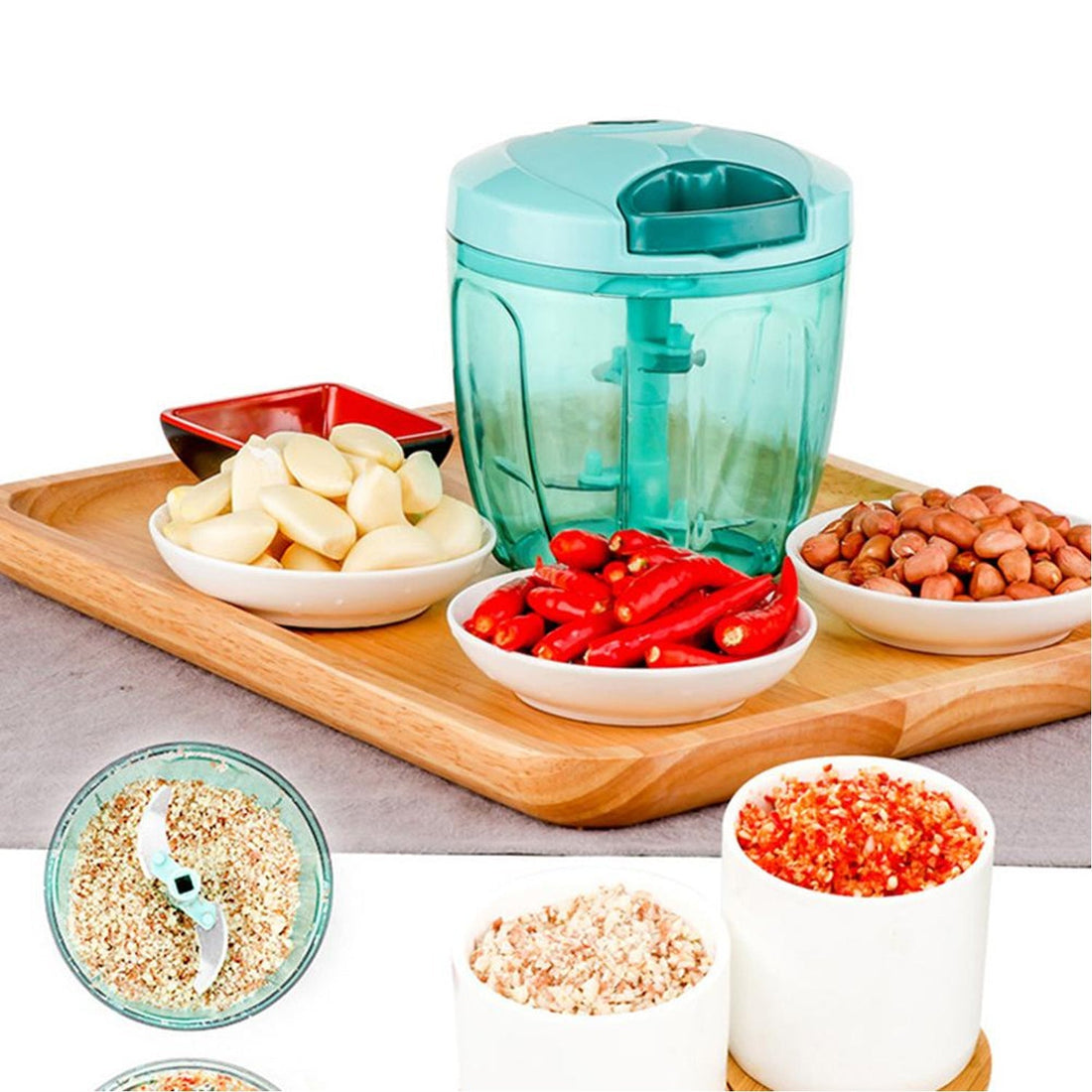0065b Manual Stainless Steel Compact Extra Sharp Hand Held Vegetable Chopperslicer With 5 Blades (750 Ml) - Shop Gharse