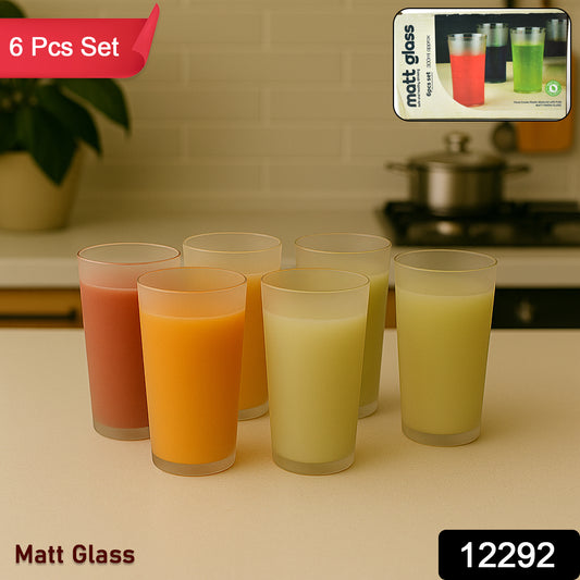 Matt Finish Glass Tumbler Set (Approx 300ml  6 Pc) - Shop Gharse