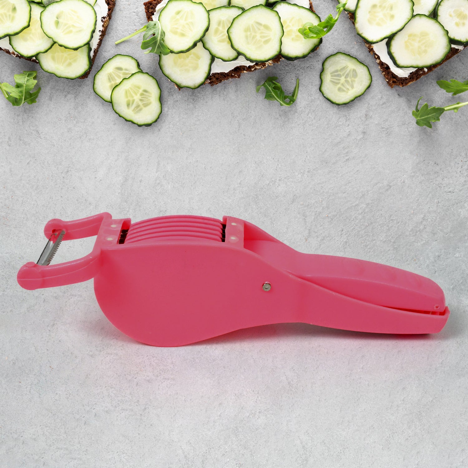 Plastic 2 In 1 Vegetable  Fruit Multi Cutter 5 Blade Vegetable Cutter With Peeler (1 Pc  Multicolor) - Shop Gharse