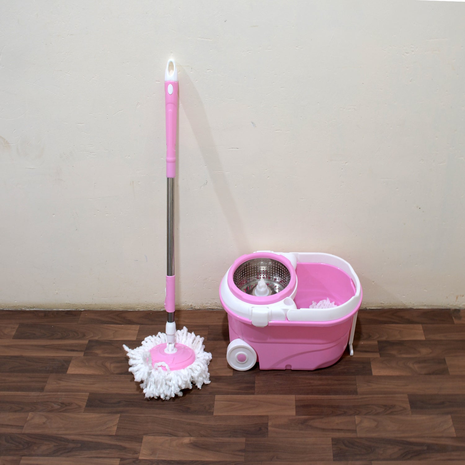 4105 Mop With Bucket For Floor Cleaning With Steel Spin Mop For Floor Cleaning  Floor Cleaner Mop  Spin Mop  Magic Mop  Mop Stick  Spin Mop Set With Bucket Household Office Cleaning Tool Mop - Shop Gharse