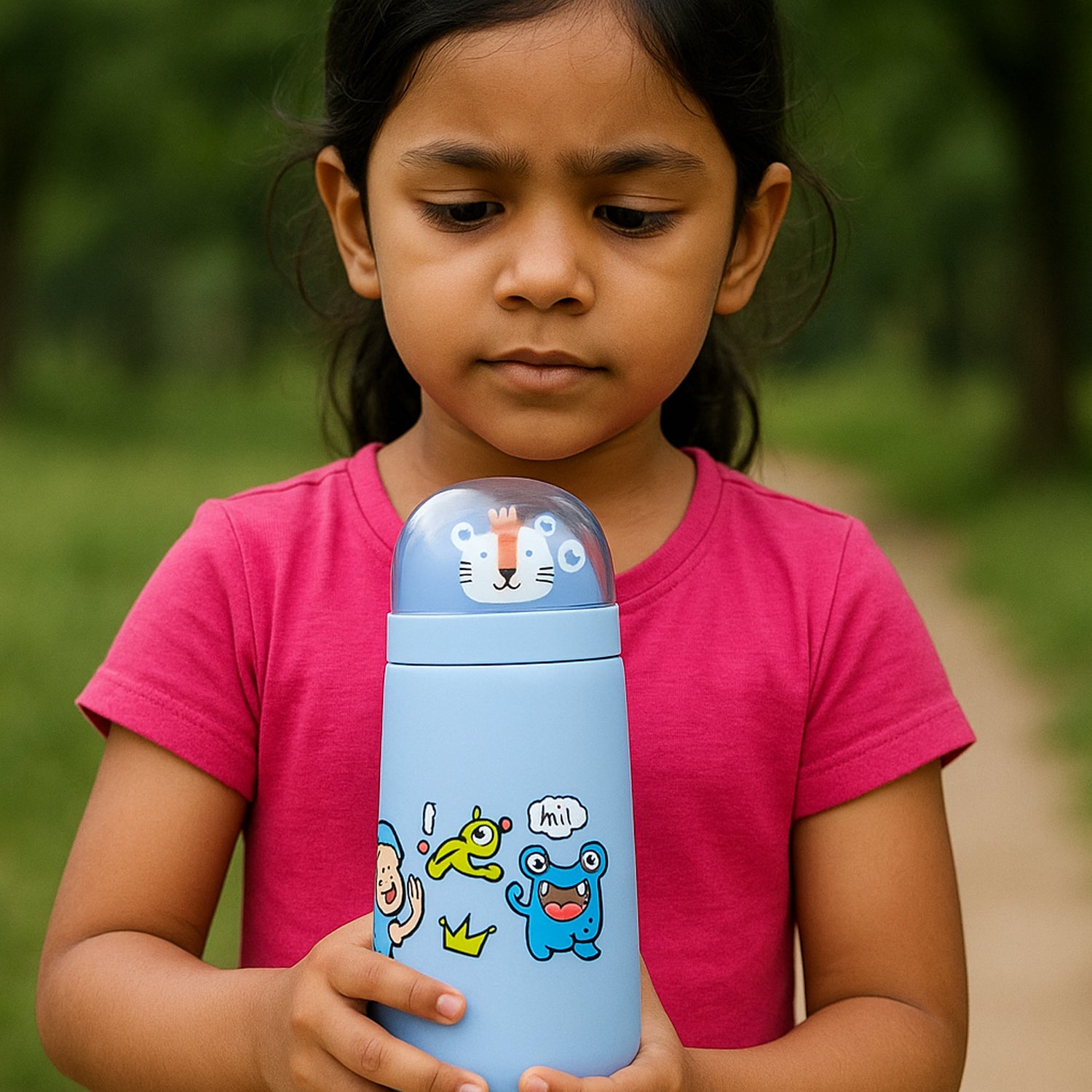 Double Wall Cartoon Glass Water Bottle 350ml (1 Pc) - Shop Gharse
