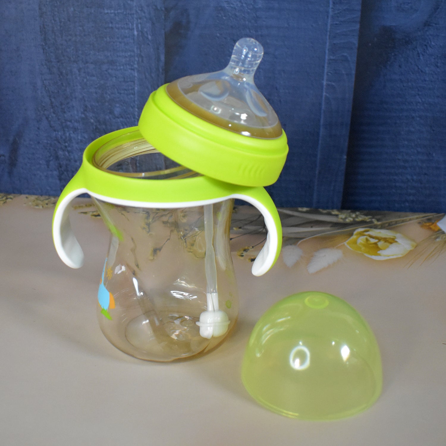 Plastic Baby Feeding Bottle With Handles Straw (300 Ml  1 Pc) - Shop Gharse