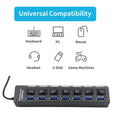 6994 Usb Splitter Multi Port Usb 2.0 Hub 7 Port With Independent Onoff Switch And Led Indicators Usb A Port Data Hub Suitable For Pc Computer Keyboard Laptop Mobile Hdd Flash Drive Camera Etc - Shop Gharse
