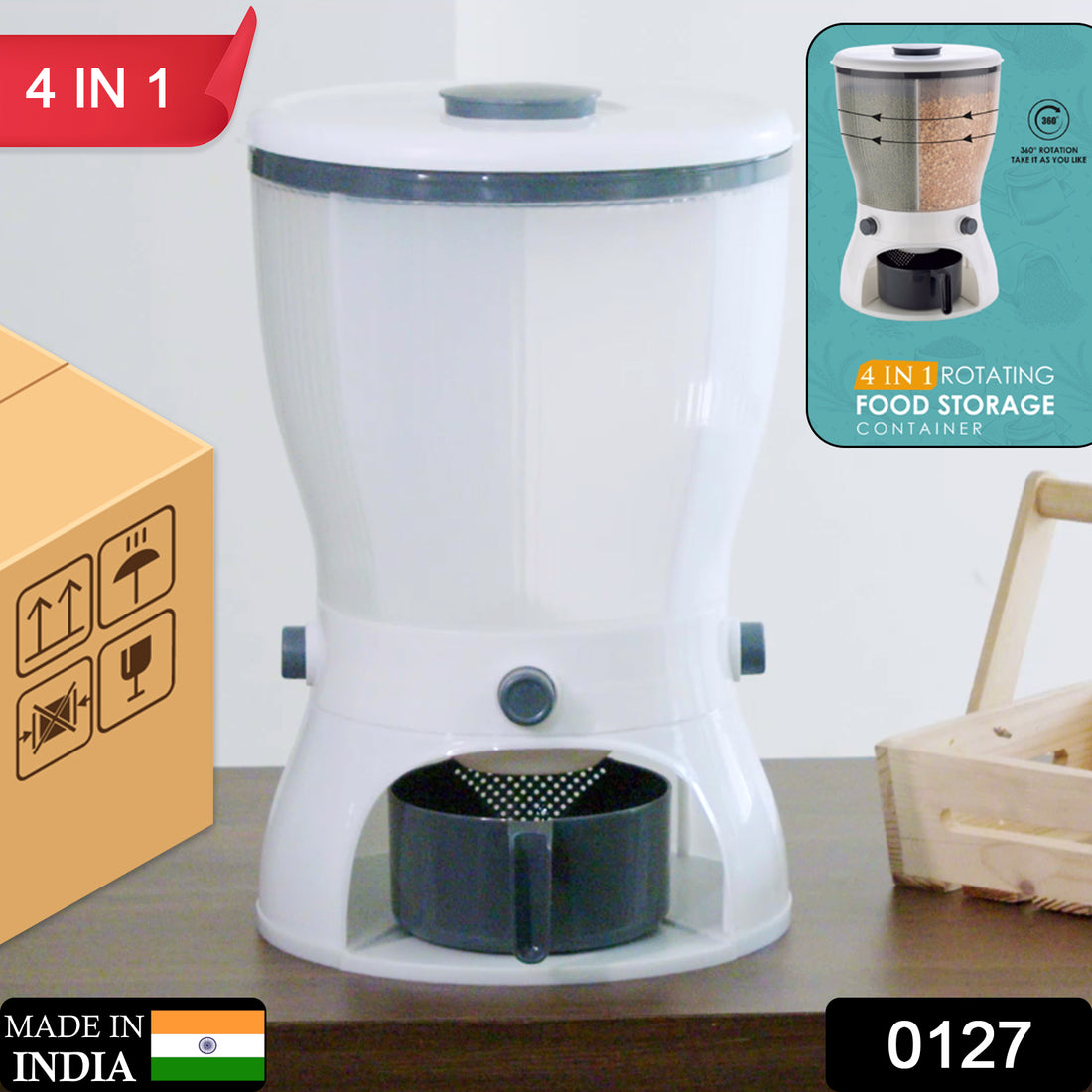 0127 4in1 Rice Dispenser Grain Storage Container Household Cereal Dispenser - Shop Gharse