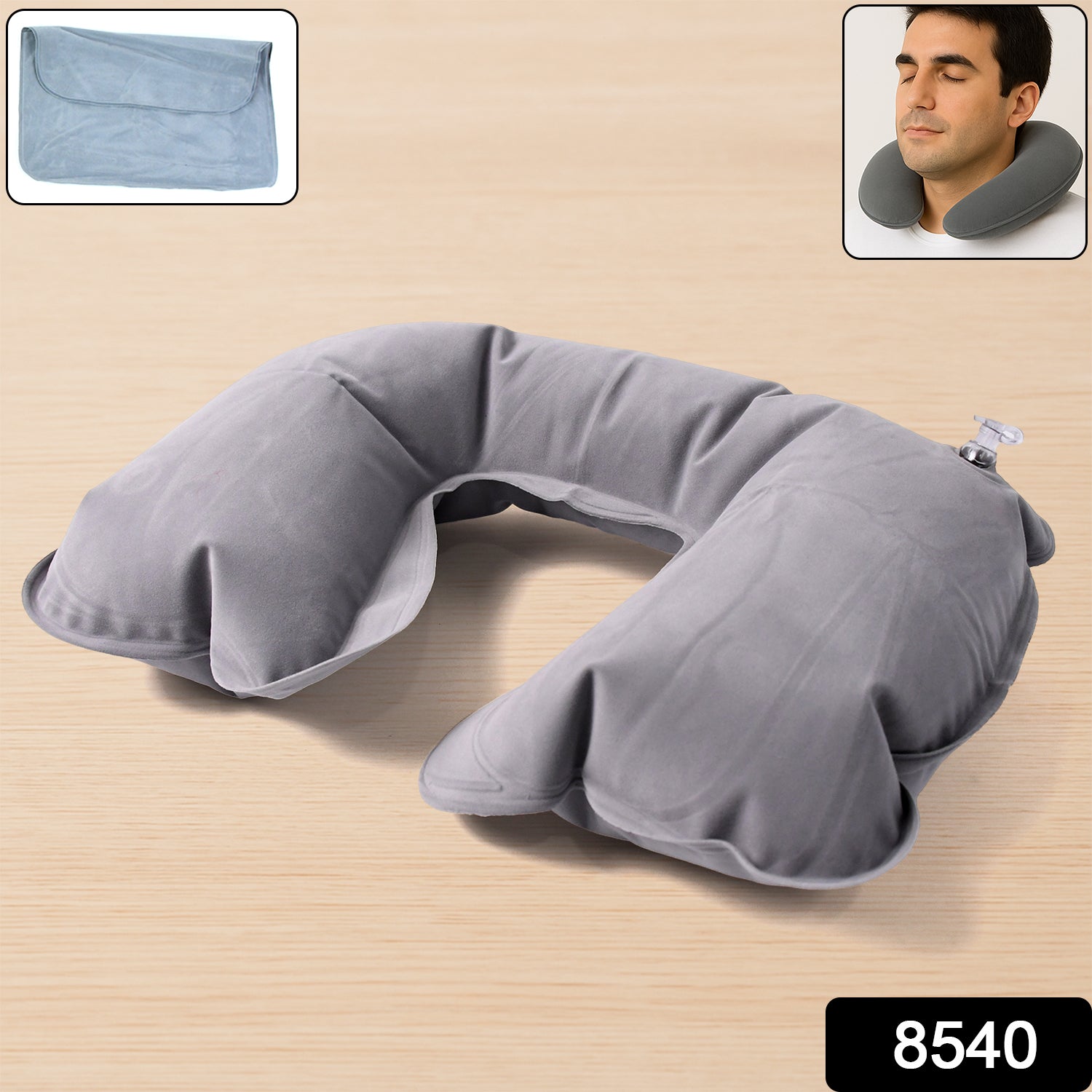 8540 Inflatable  Foldable Pillow U Shape Air Cushion Travel Pillow Travel Business Trip Neck Pillow For Long Trips Ideal For Men  Women Portable And Perfect For Backpacking Car Camping And Even Airplane Travel - Shop Gharse