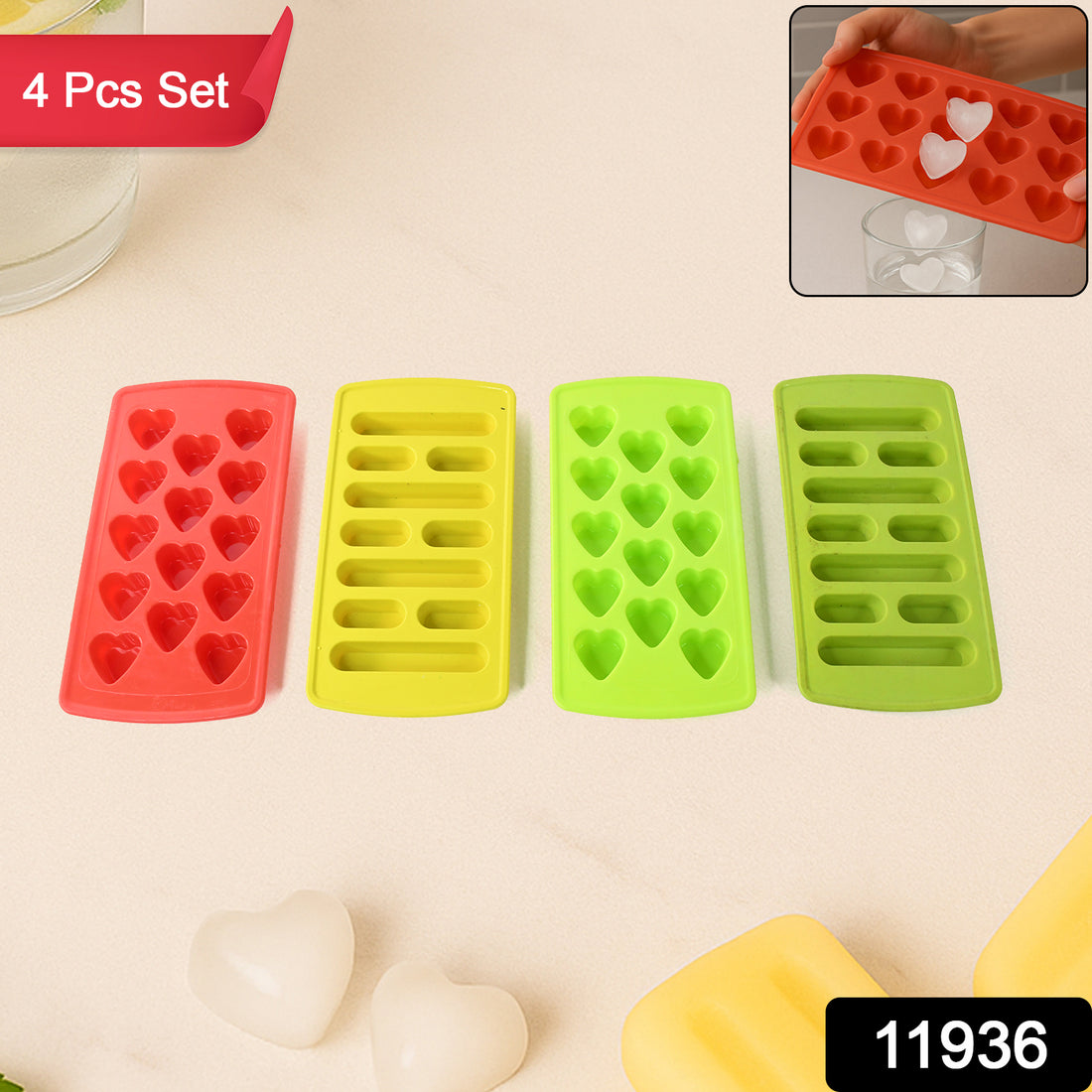 Plastic Ice Cube Tray Set (4 Pc) - Shop Gharse