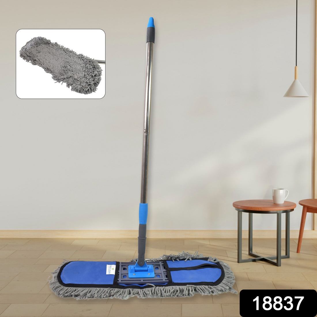 Wet And Dry Cotton Pad Floor Mop With Long Aluminium Handle (1 Pc  Large) - Shop Gharse
