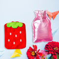 6516 Strawberry Small Hot Water Bag With Cover For Pain Relief Neck Shoulder Pain And Hand Feet Warmer Menstrual Cramps. - Shop Gharse