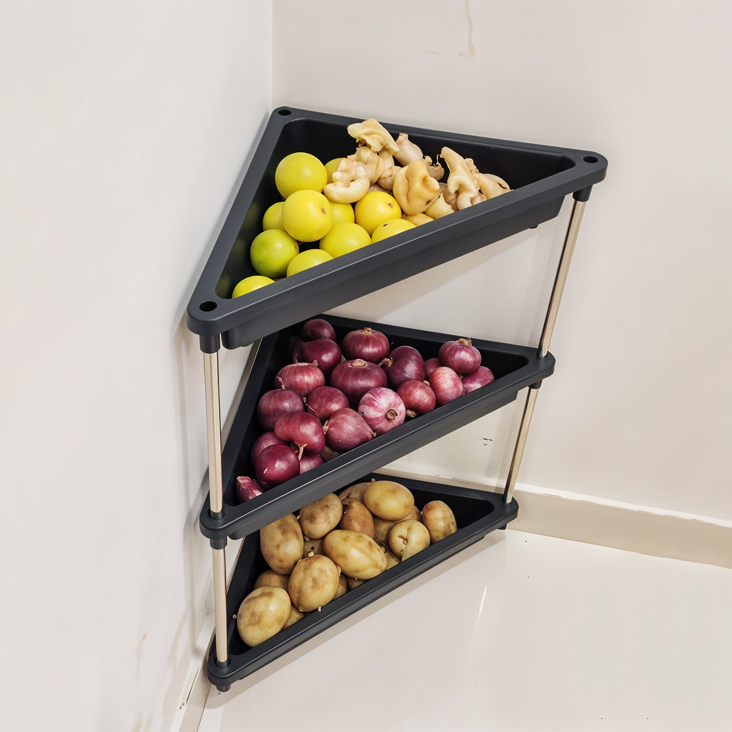 3-layer Multipurpose Plastic Corner Storage Rack - Shop Gharse