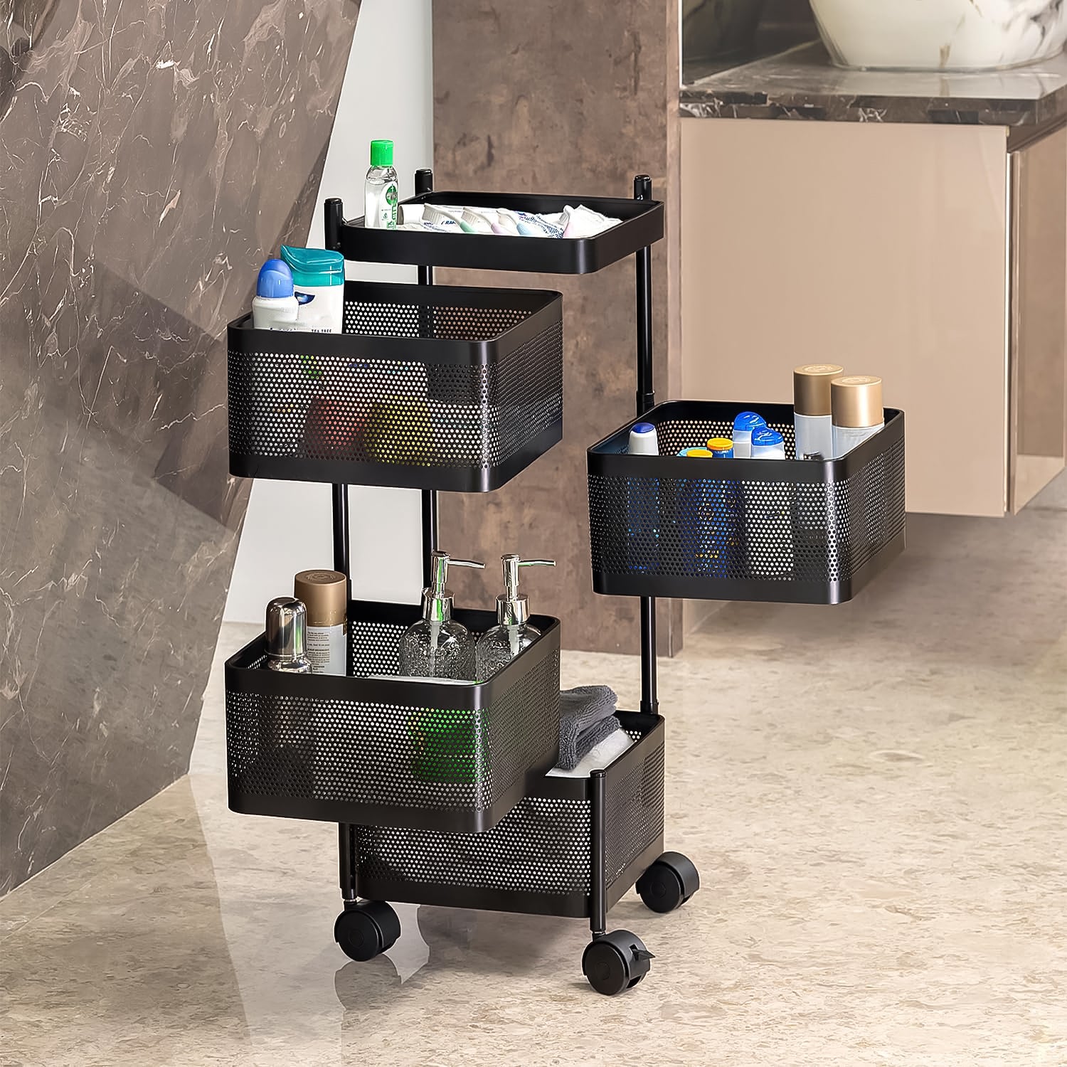 Metal Square High Quality Kitchen Trolley With Wheels (4 Layer  1 Pc) - Shop Gharse