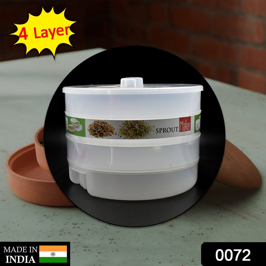 0072 Sprout Maker 4 Layer Used In All Kinds Of Household And Kitchen Purposes For Making And Blending Of Juices And Beverages Etc. - Shop Gharse
