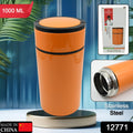 12771 Stainless Steel Water Bottle With Foldable Spoon  Handle Easy To Carry Leak Proof Rust Proof Hot  Cold Drinks Gym Sipper Bpa Free Food Grade Quality Steel Fridge Bottle For Office  Gym  School (1000 Ml) - Shop Gharse