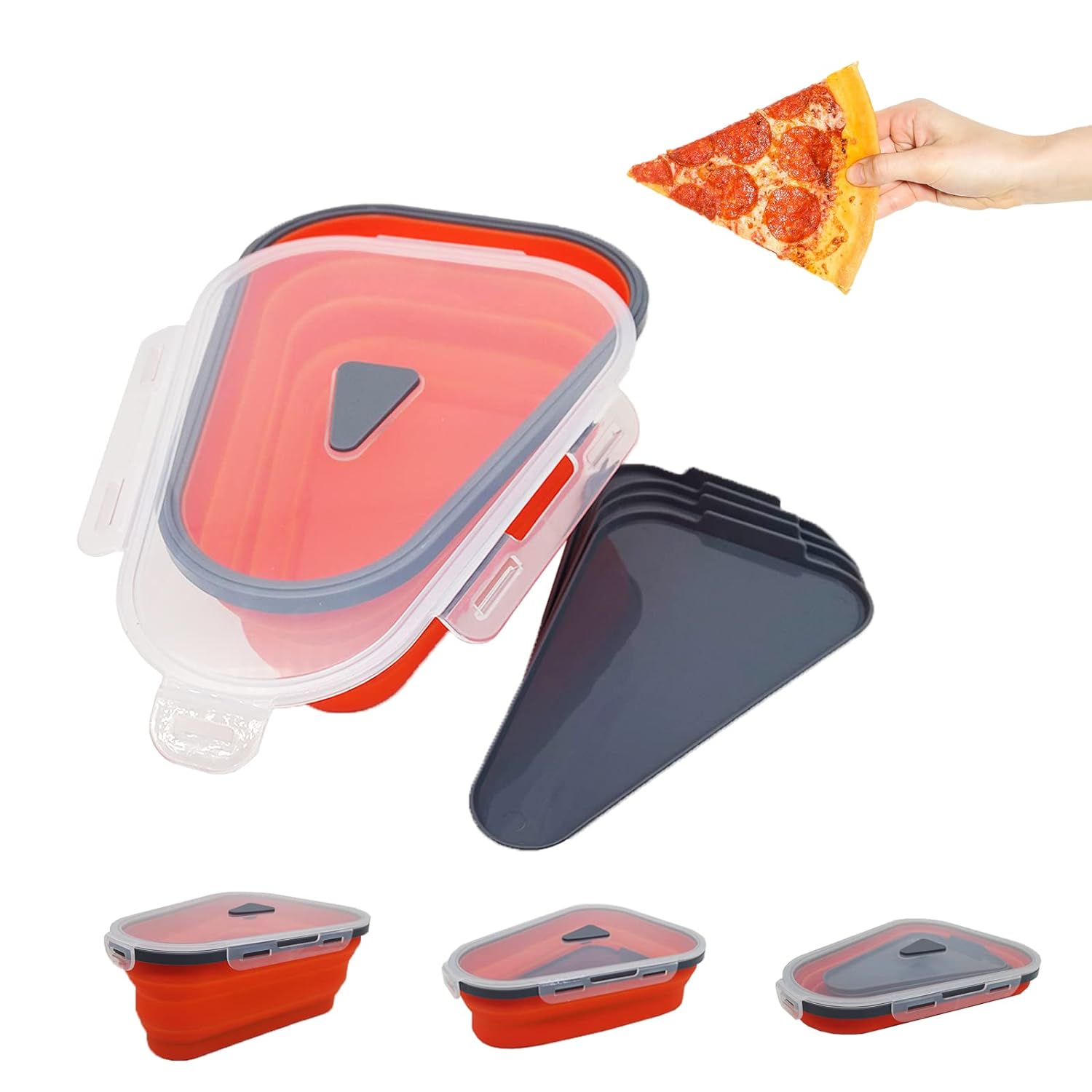 10026 Reusable Pizza Storage Containers With 5 Microwavable Serving Trays Silicone Container Expandable  Adjustable For Packing Pizza At Home  Outdoor - Shop Gharse
