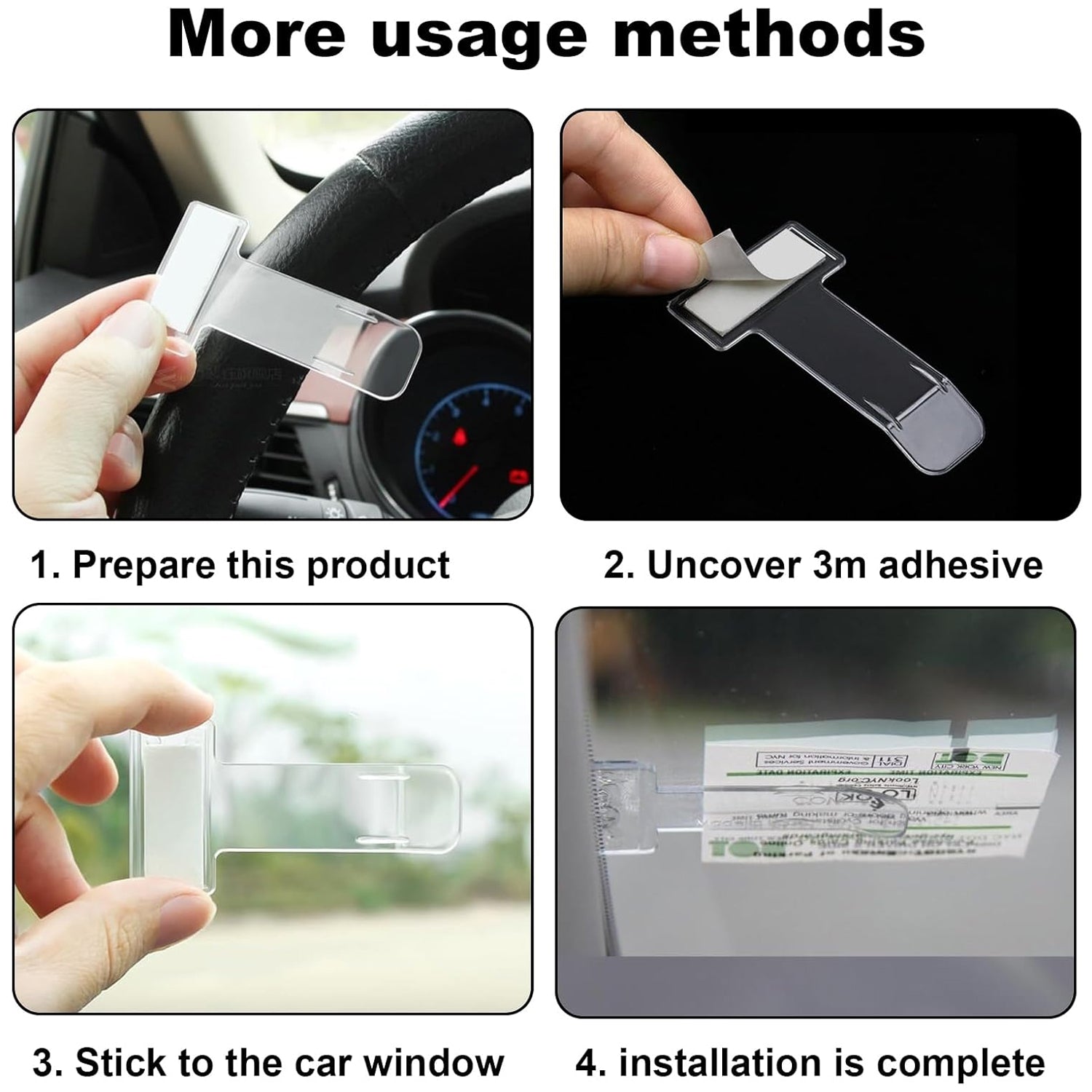 Windscreen Cardholder Fastag Stand Transparent Ticket Holder Car (2 Pc Set) - Shop Gharse