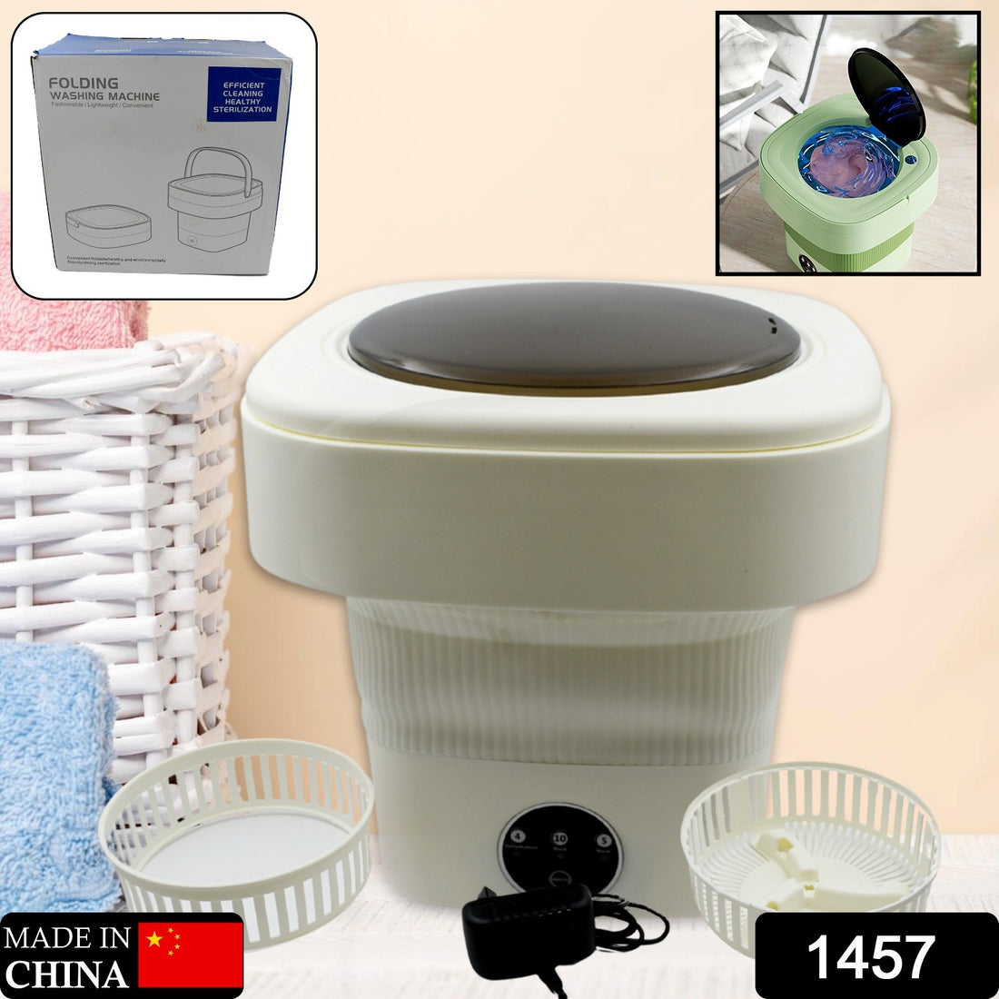1457 Folding Washing Machine Mini Portable Washing Machine Deep Cleaning Half Automatic Washt Mini Foldable Washing Machine Suitable For Socks Underwear Baby Clothes - Shop Gharse