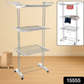 3-tier Foldable Stainless Steel Cloth Drying Stand With Wheels - Shop Gharse