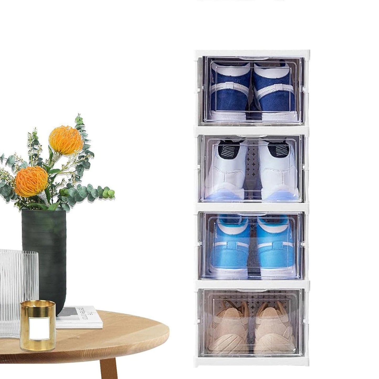 Stackable Multifunctional Storage For Clothes Foldable Drawer Shelf Basket Utility Cart Rack Storage Organizer Cart For Kitchen Pantry Closet Bedroom Bathroom Laundry (4 Layer 1 Pc) - Shop Gharse