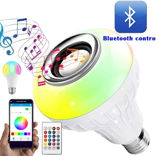 1363 Wireless Bluetooth Sensor 12w Music Multicolor Led Bulb With Remote Controller - Shop Gharse