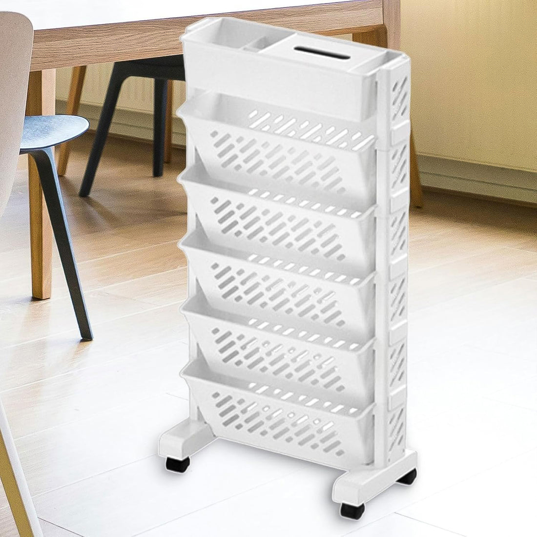 Movable Bookshelf Large Capacity Rotatable Plastic Rolling Organization Shelf  Rack - Shop Gharse