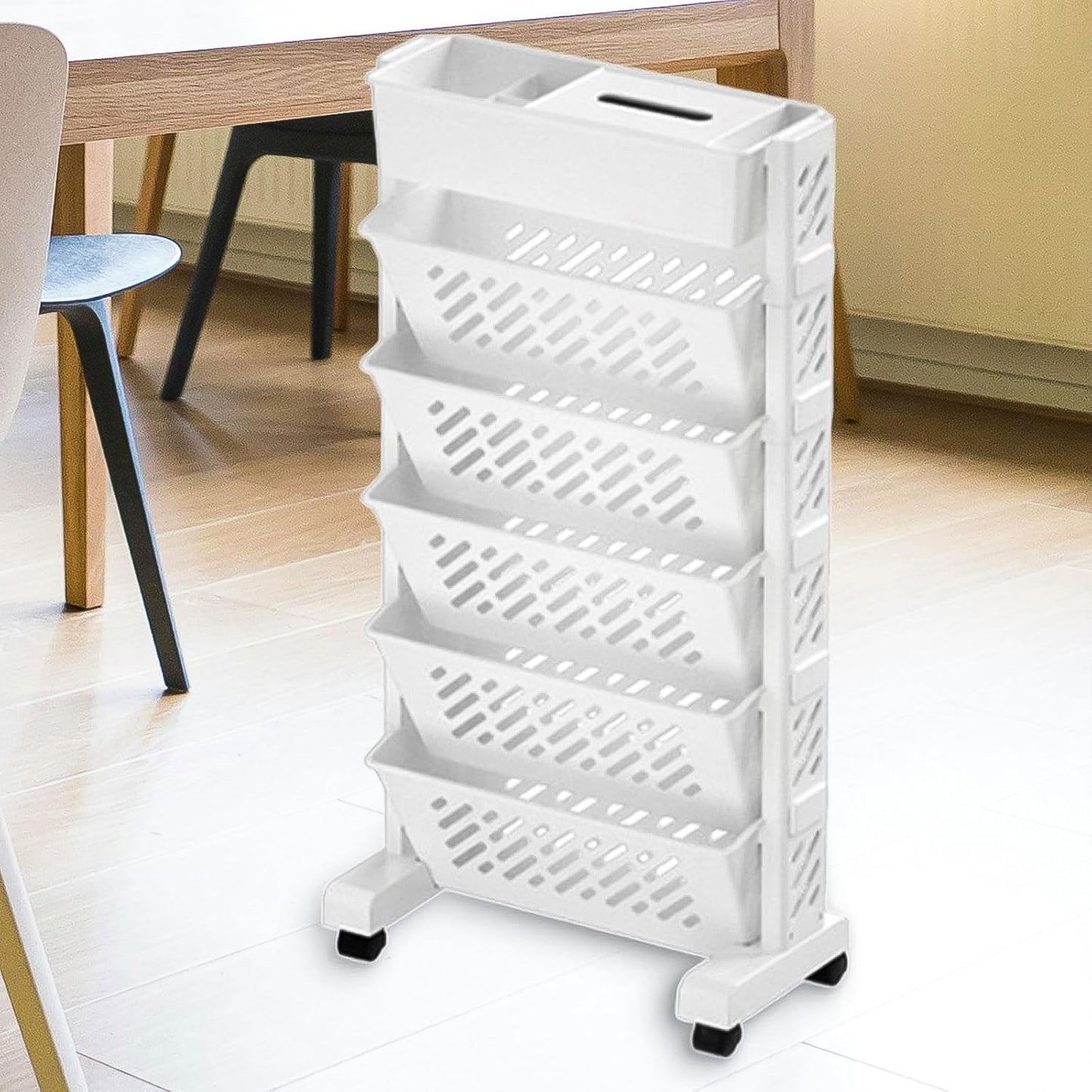 Movable Bookshelf Large Capacity Rotatable Plastic Rolling Organization Shelf  Rack - Shop Gharse
