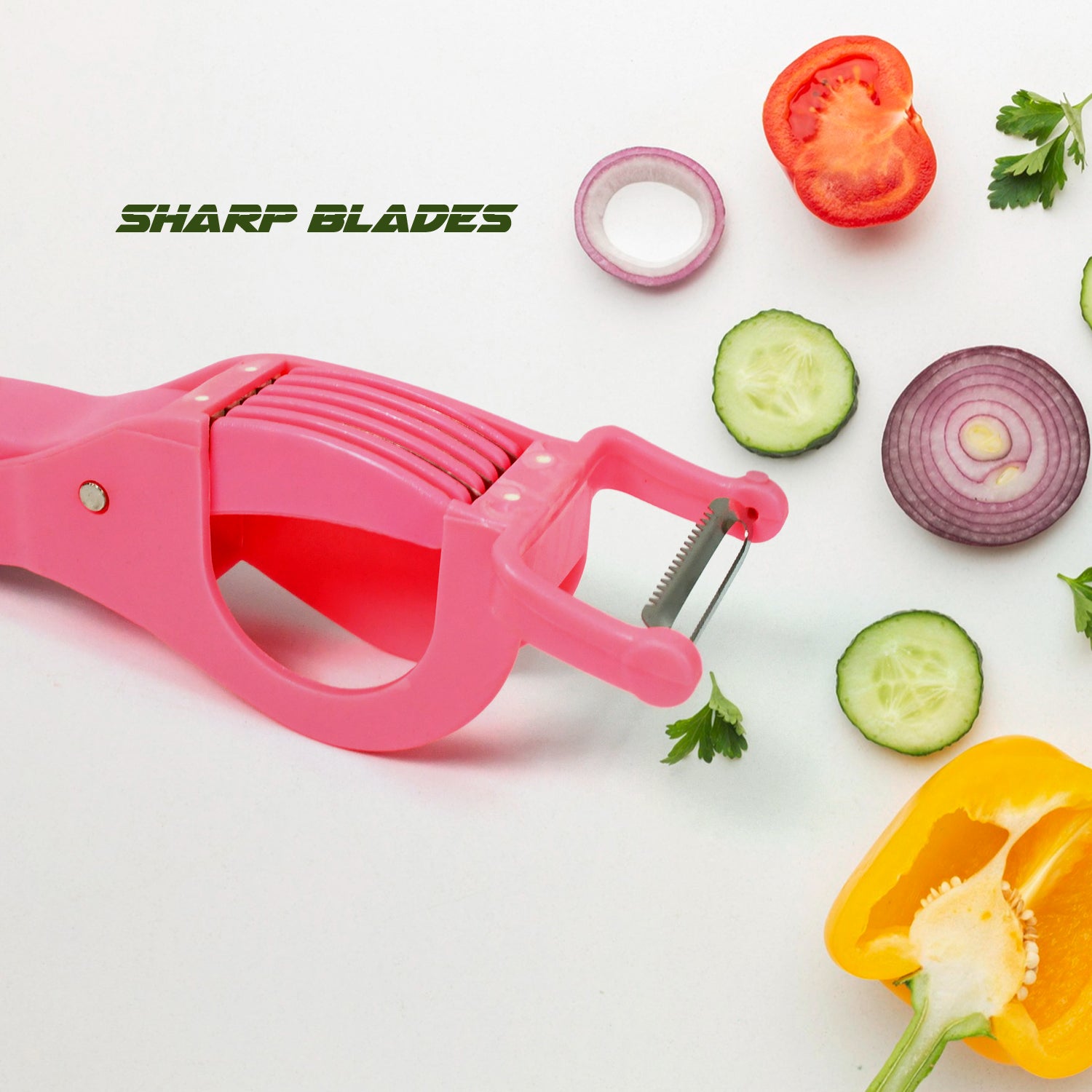 Plastic 2 In 1 Vegetable  Fruit Multi Cutter 5 Blade Vegetable Cutter With Peeler (1 Pc  Multicolor) - Shop Gharse