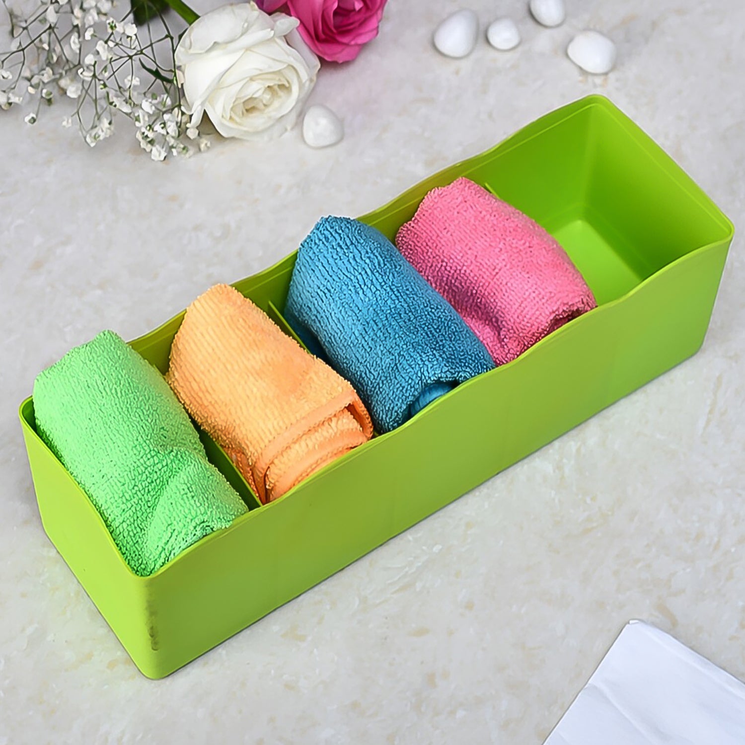 236 5-compartments Sockshandkerchiefunderwear Storage Box Socks Drawer Closet Organizer Storage Boxes (Pack Of 4) - Shop Gharse