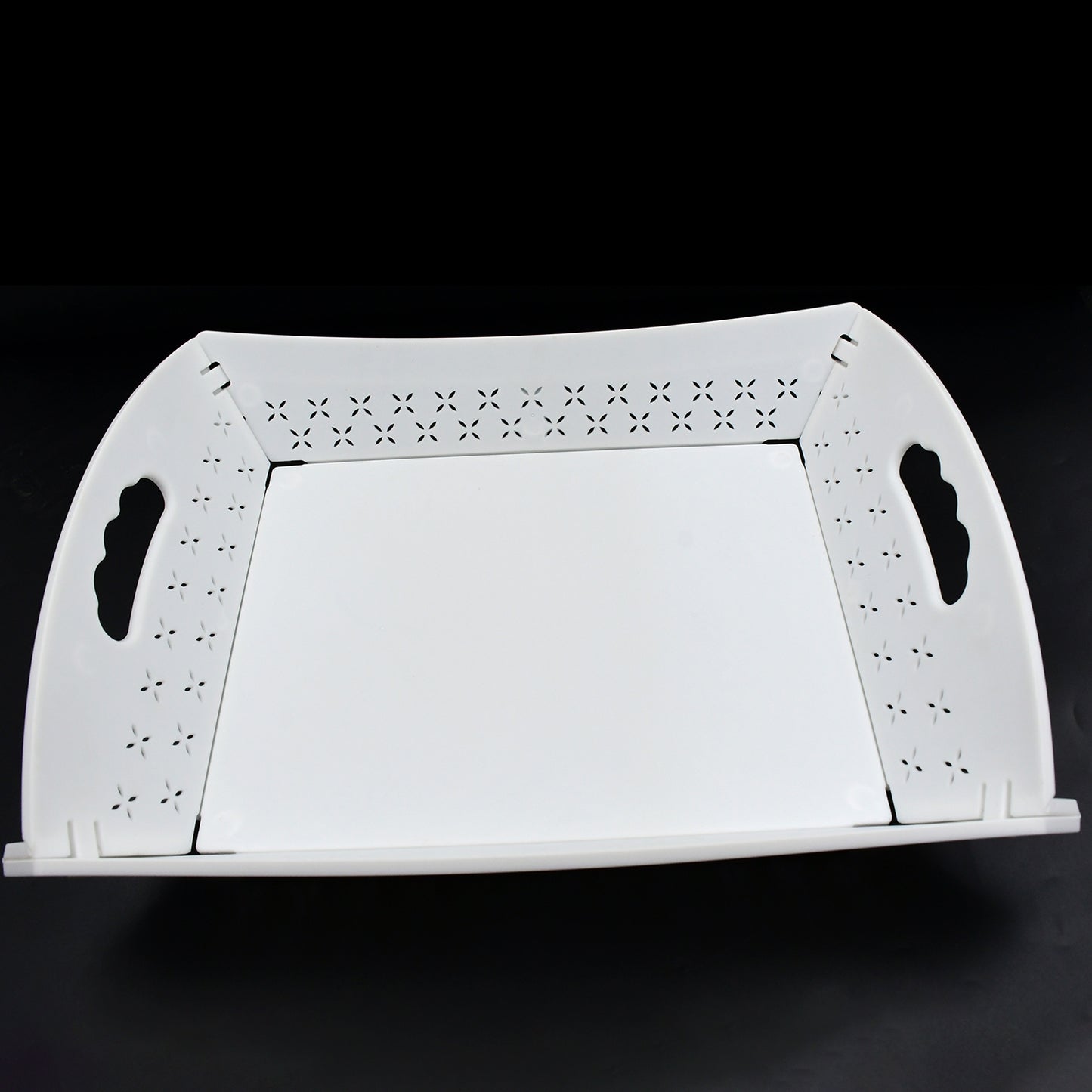 10018 Foldable Serving Tray Plastic Serving Traywith Handle Serving Tray For Food Kitchen Outdoors Restaurants (1 Pc) - Shop Gharse