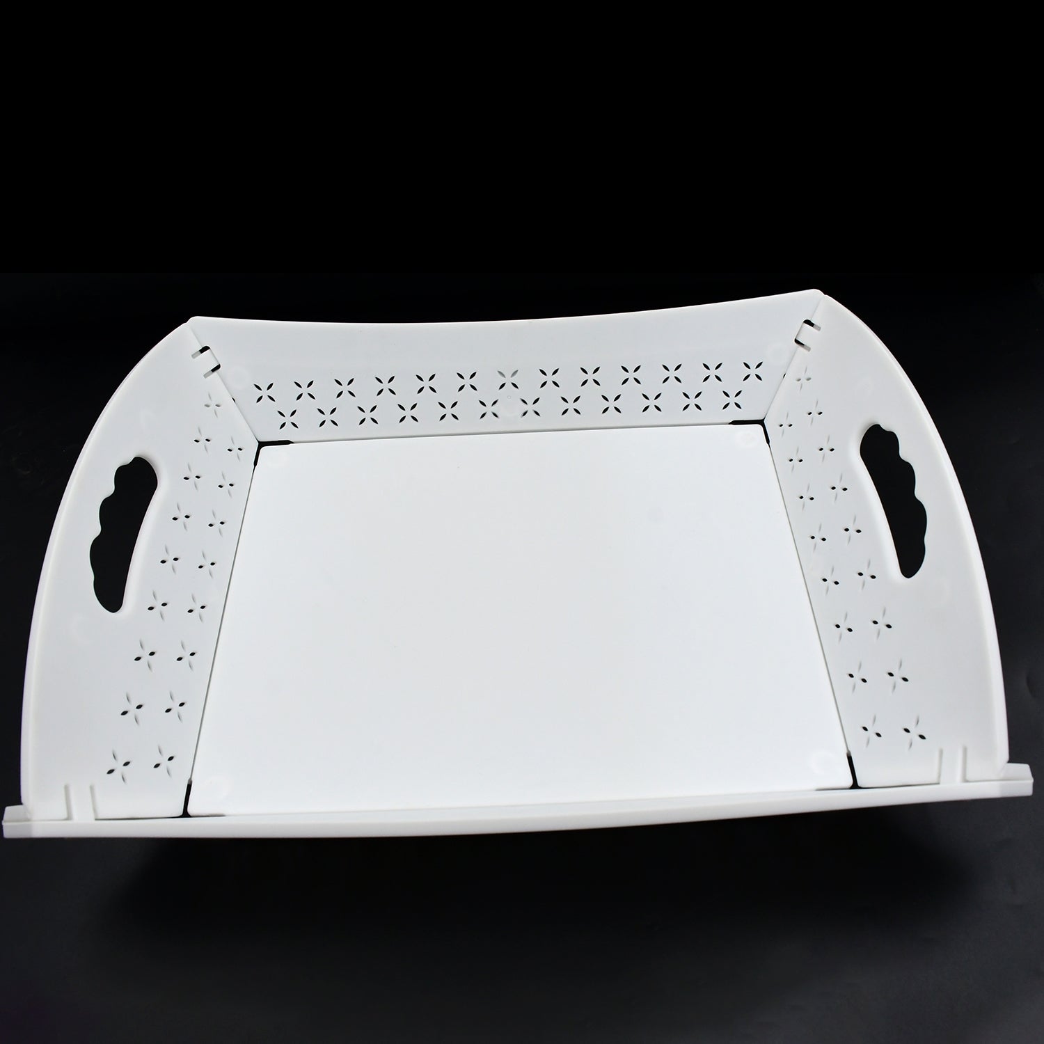 10018 Foldable Serving Tray Plastic Serving Traywith Handle Serving Tray For Food Kitchen Outdoors Restaurants (1 Pc) - Shop Gharse