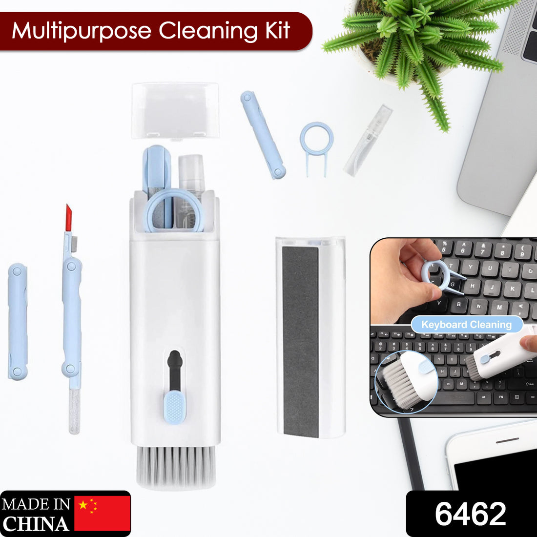 6462 7 In 1 Electronic Cleaner Kit Cleaning Kit For Monitor Keyboard Airpods Screen Dust Brush Including Soft Sweep Swipe Airpod Cleaner Pen Key Puller And Spray Bottle - Shop Gharse