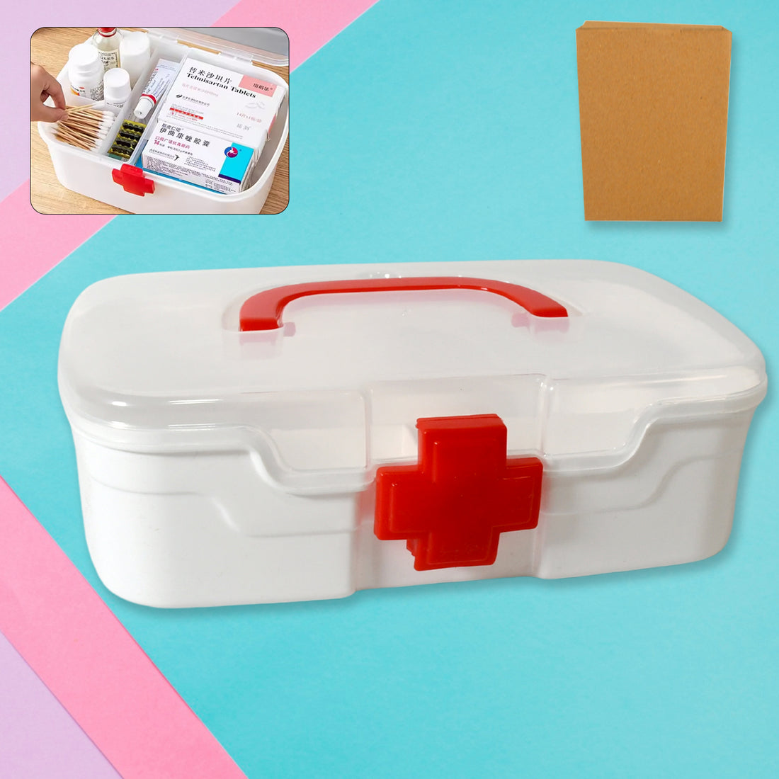 12734 Medical Box 1 Piece Indoor Outdoor Medical Utility Medicine Storage Box Detachable Tray Medical Box Multi Purpose Regular Medicine First Aid Box With Handle  Transparent Lid - Shop Gharse