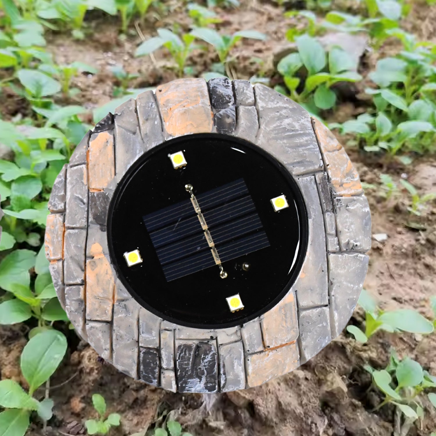 Disk Lights Slate  Heavy Duty Outdoor Solar Pathway Lights  4 Led (2 Pc) - Shop Gharse