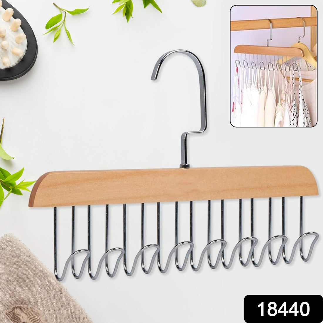 Space Saving 8 Hooks Wooden Hangers (Hanging Hook Included  1 Pc) - Shop Gharse