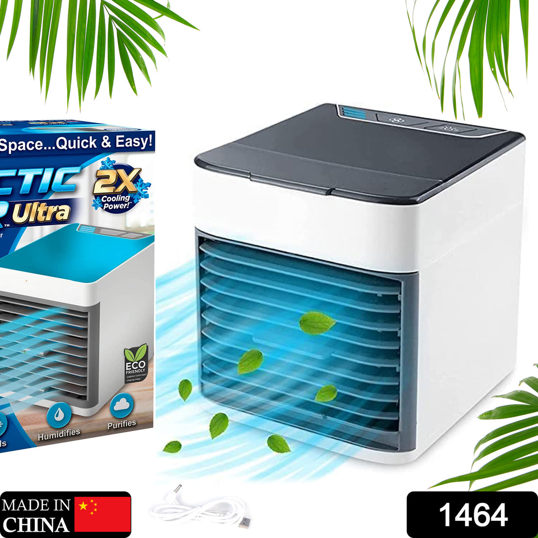 1464 Mini Portable Air Cooler Personal Space Cooler Easy To Fill Water And Mood Led Light And Portable Air Conditioner Device Cool Any Space Like Home Office - Shop Gharse
