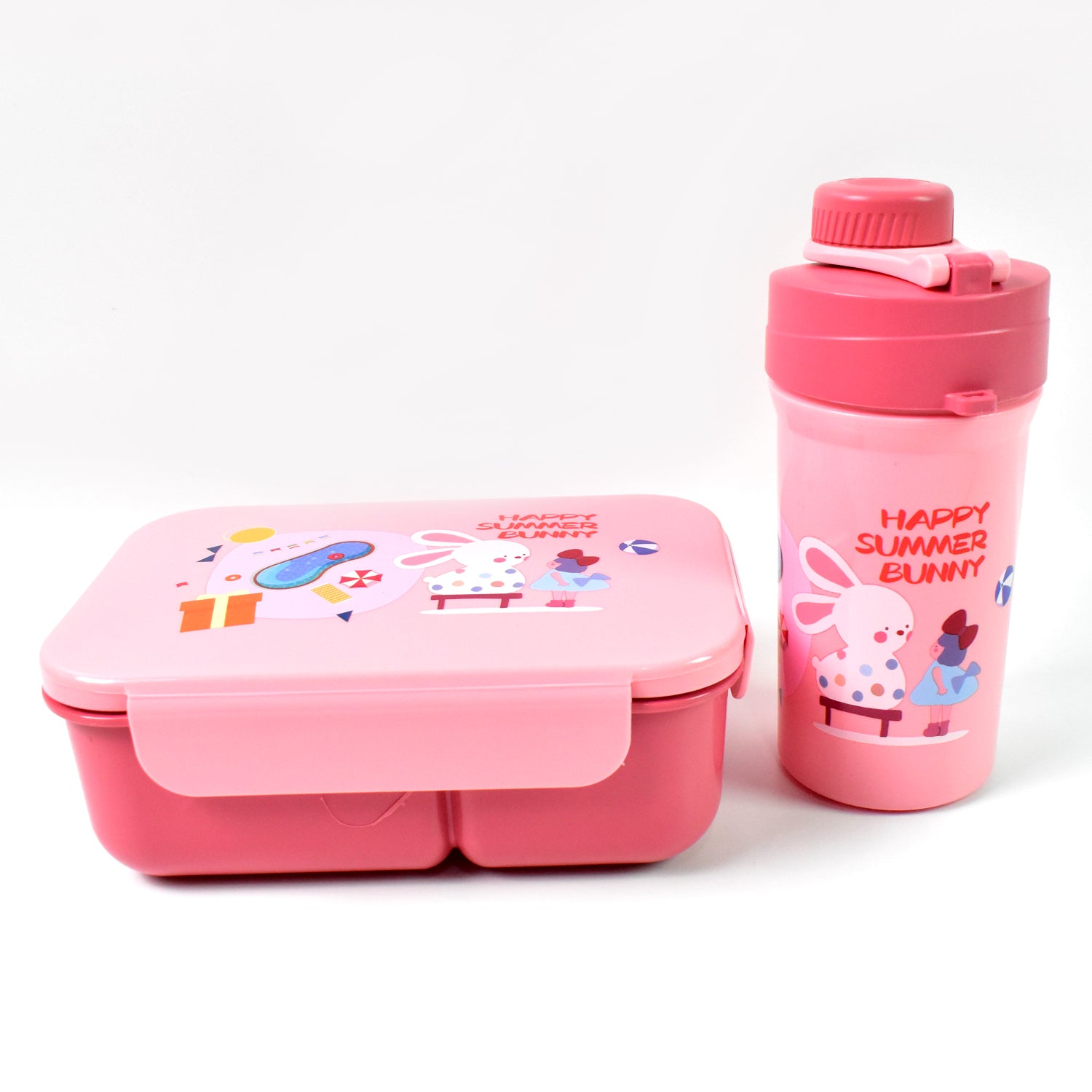 Plastic Lunch Box Leak Proof 2 Compartment With Bottle And Fork (1 Set  Mix Color) - Shop Gharse