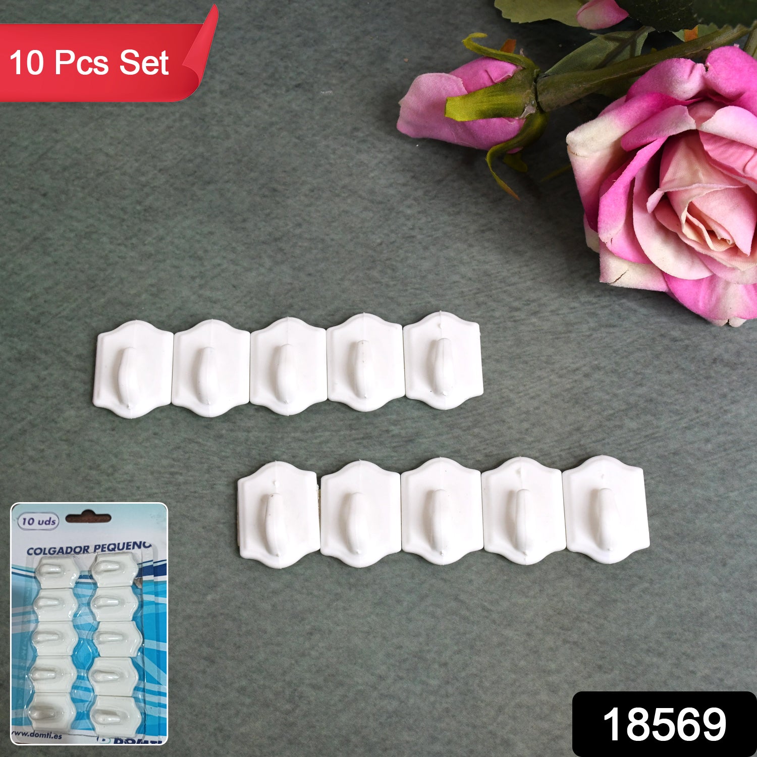 Small Adhesive Hooks For Wall Hanging Adhesive Hooks (10 Pcs Set) - Shop Gharse
