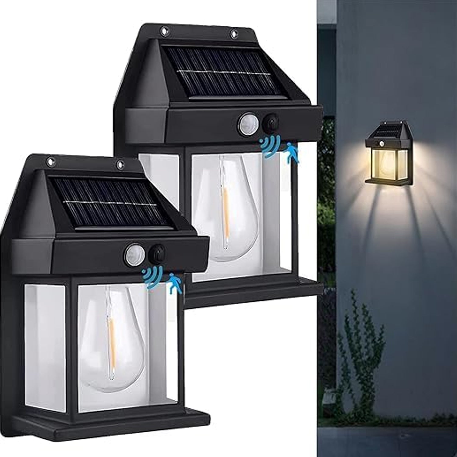 9428 Solar Wall Lights  Lamp Outdoor Wireless Dusk To Dawn Porch Lights Fixture Solar Wall Lantern With 3 Modes  Motion Sensor Waterproof Exterior Lighting With Clear Panel (1 Pc ) - Shop Gharse
